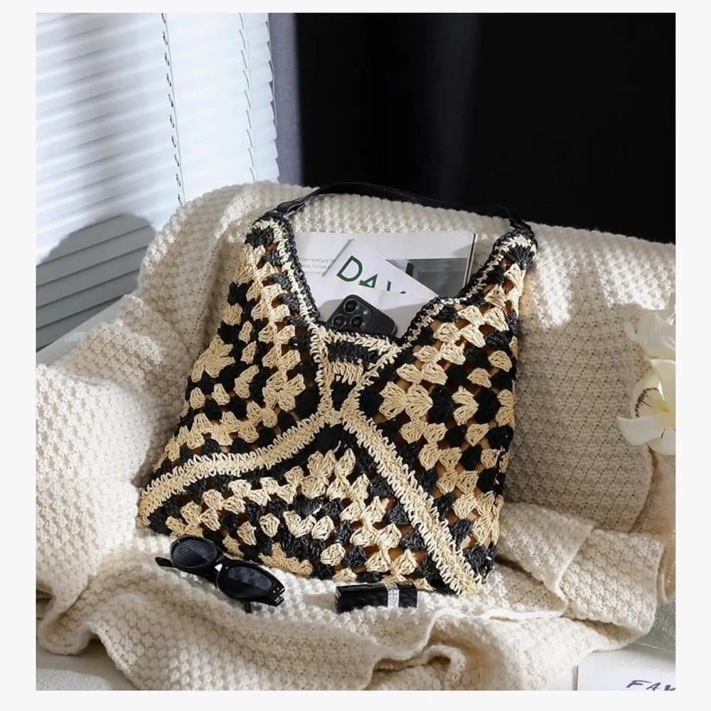 🆕 Beach Tote bag Summer Beach Bag for Women Aesthetic Mesh Tote Bag